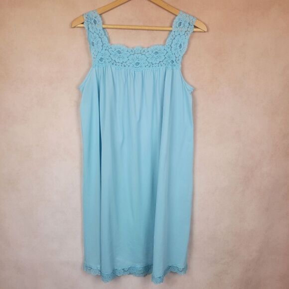 Vintage Komar Blue Lace Sleevless Nightgown Slip size Small - Picture 1 of 5
